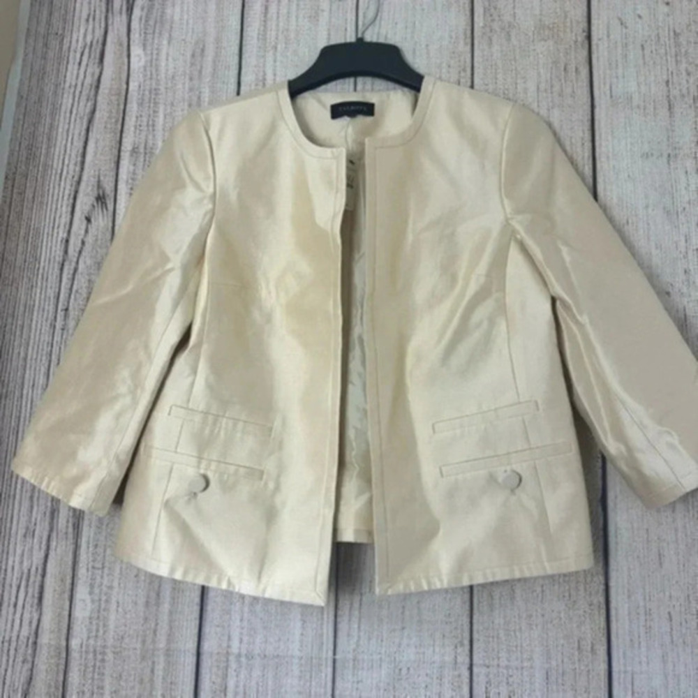 Talbots Womens Open front Silk blend  Blazer Jacket size 10